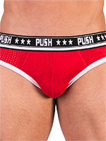 Push - Premium Mesh Hole Brief - Rojo/Blanco