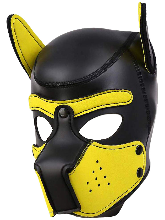 Puppy Play Dog Mask - Black/Yellow