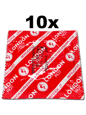 10 unidades London condones - Rojo con sabor a fresa